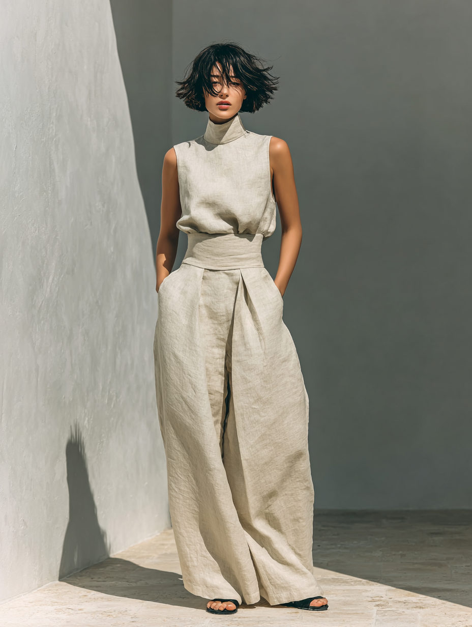 Maria | Conjunto Minimalista de Camiseta y Pantalón Ancho