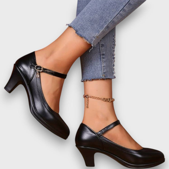 Marlena – Zapatos de Tacón Mary Jane Clásicos con Tacón Bloque