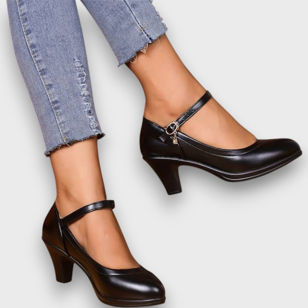Marlena – Zapatos de Tacón Mary Jane Clásicos con Tacón Bloque