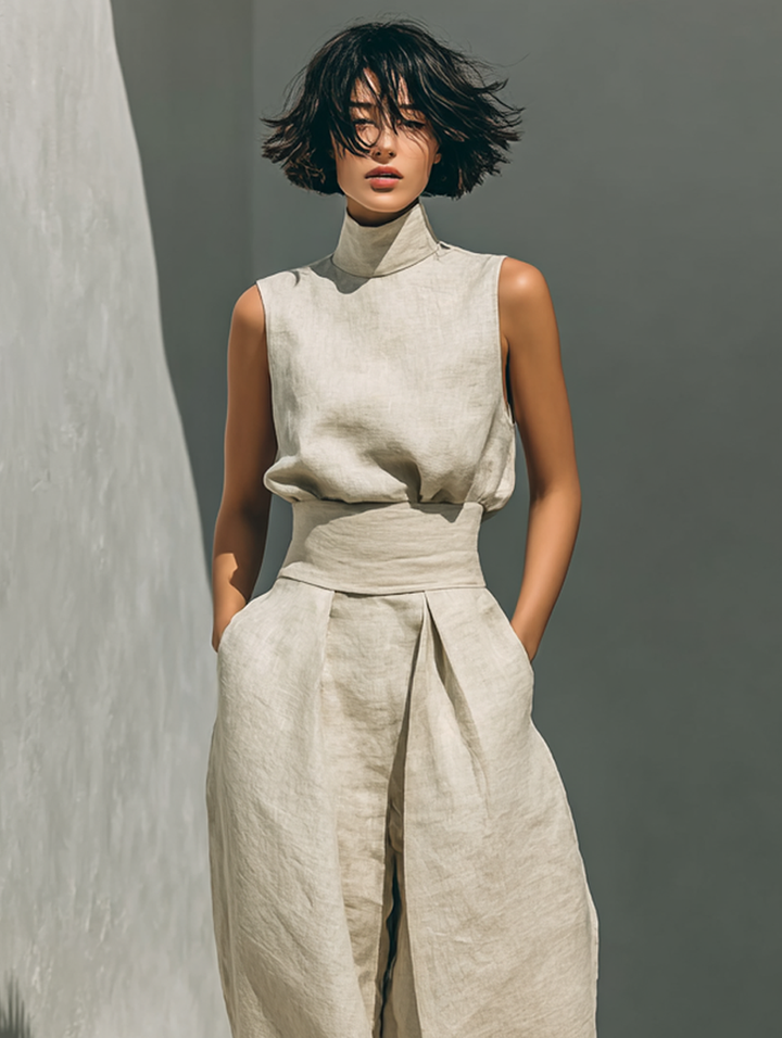 Maria | Conjunto Minimalista de Camiseta y Pantalón Ancho