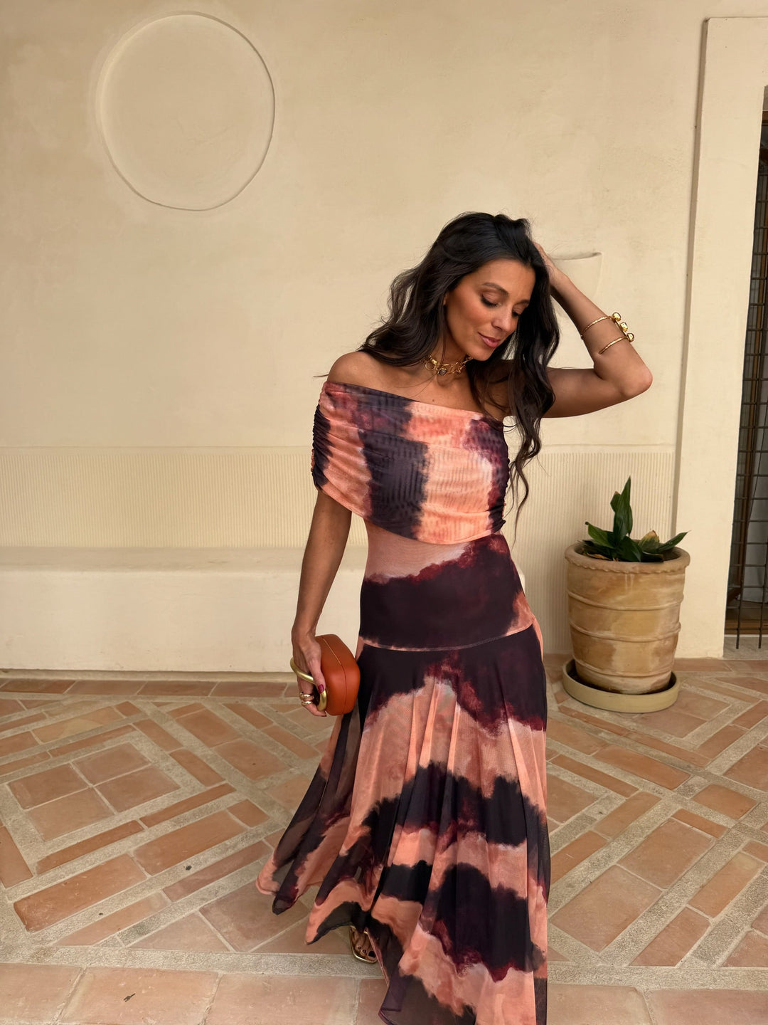 Toledo | Vestido Largo de Tul con Escote Bardot