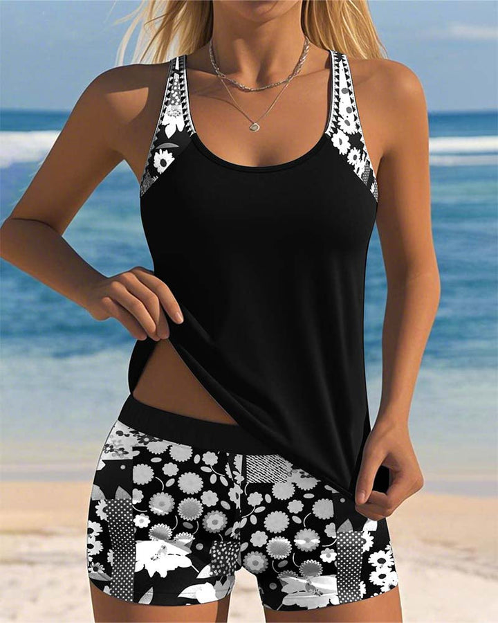 Colette | Top de baño con conjunto de boxer estampado