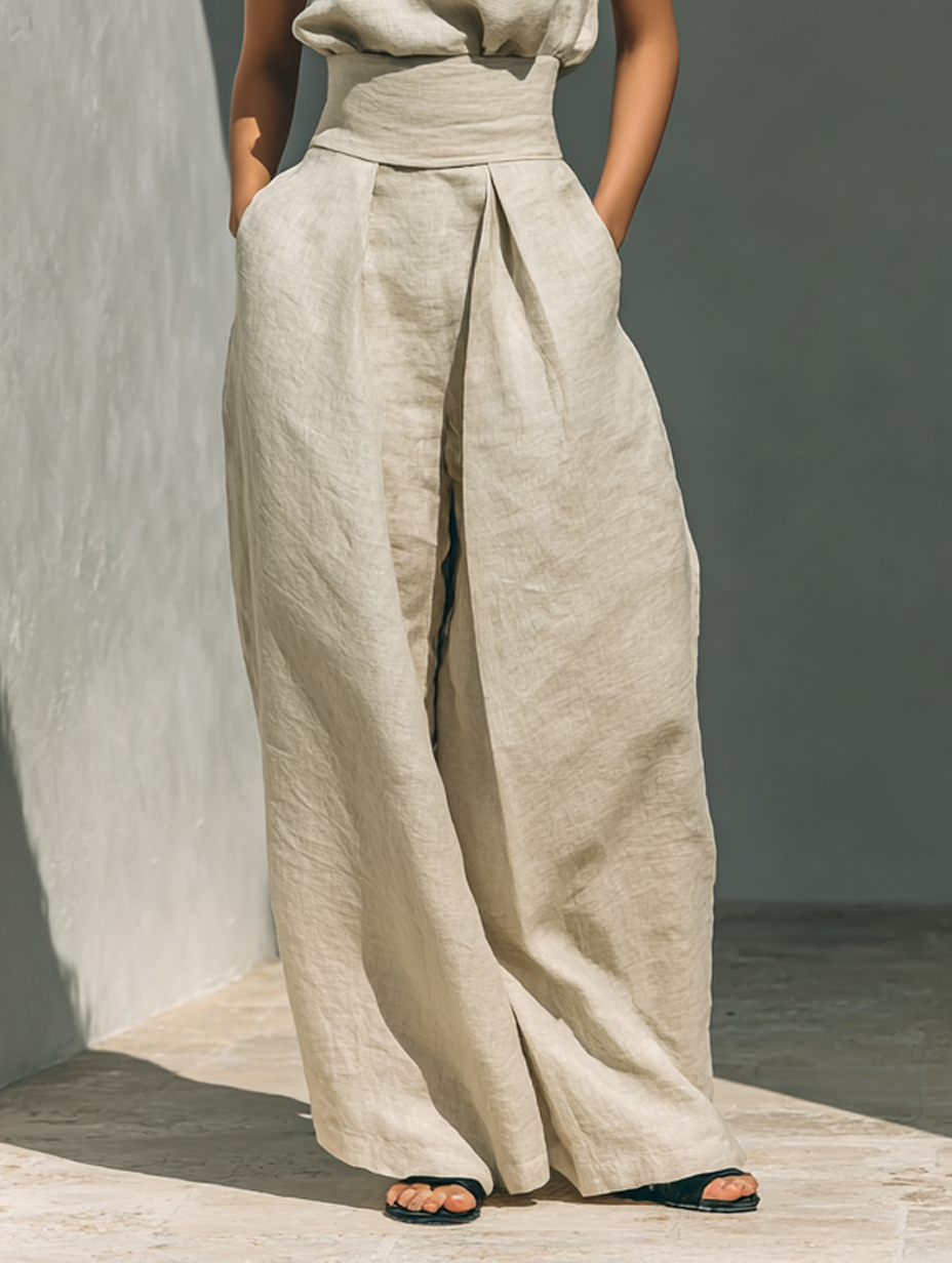 Maria | Conjunto Minimalista de Camiseta y Pantalón Ancho
