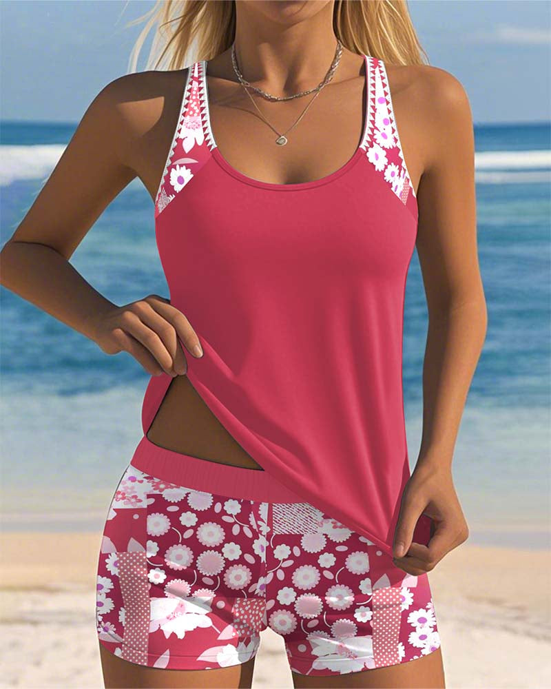 Colette | Top de baño con conjunto de boxer estampado
