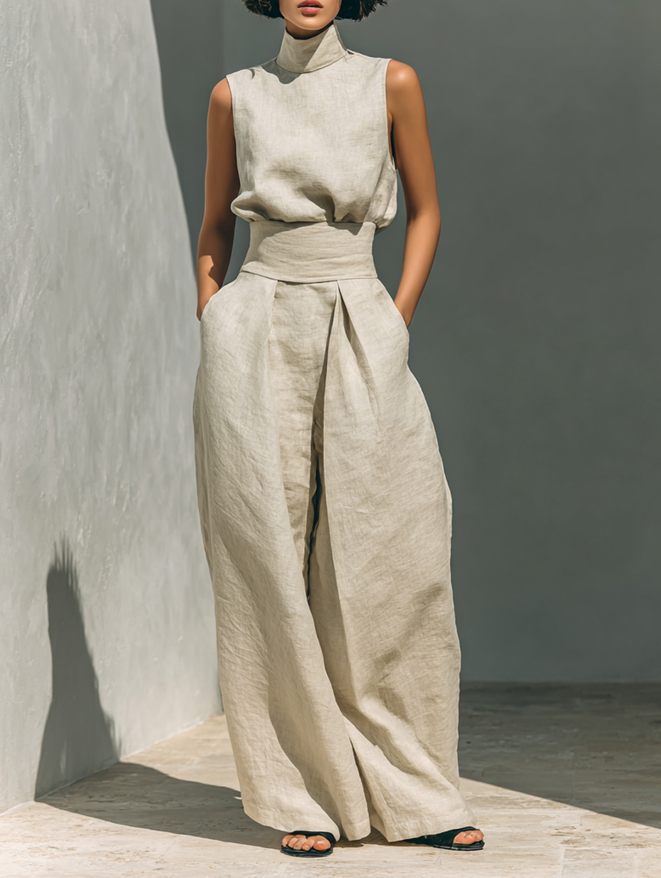 Maria | Conjunto Minimalista de Camiseta y Pantalón Ancho