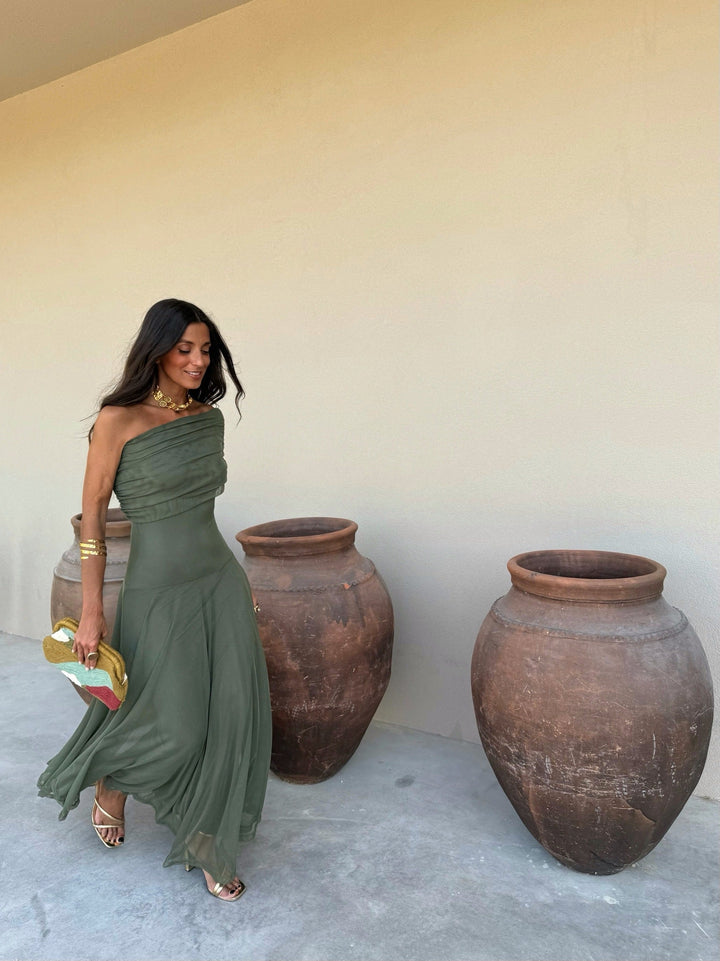 Toledo | Vestido Largo de Tul con Escote Bardot