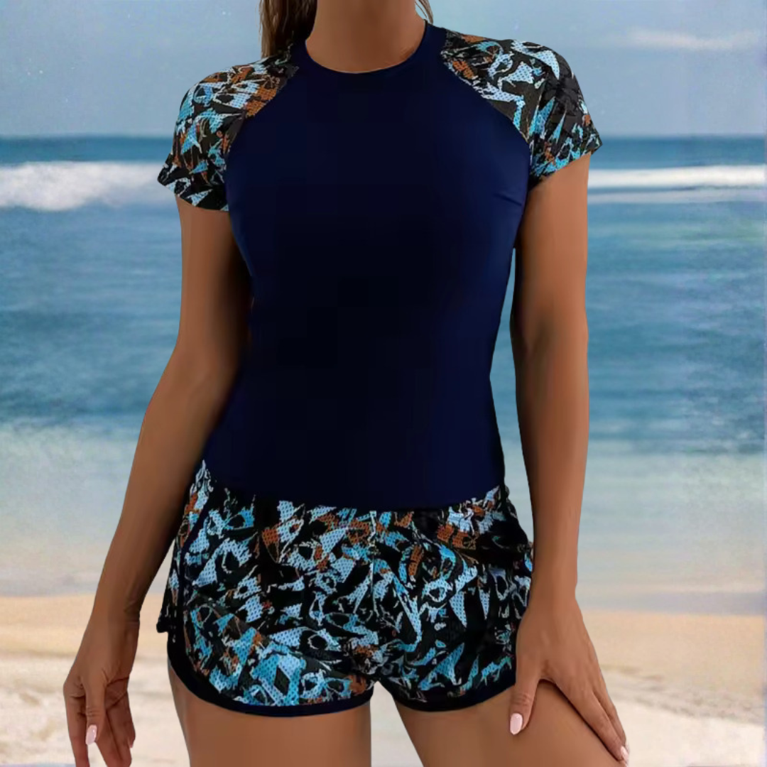 Viviana | Conjunto de Traje de Baño de Dos Piezas de Manga Corta