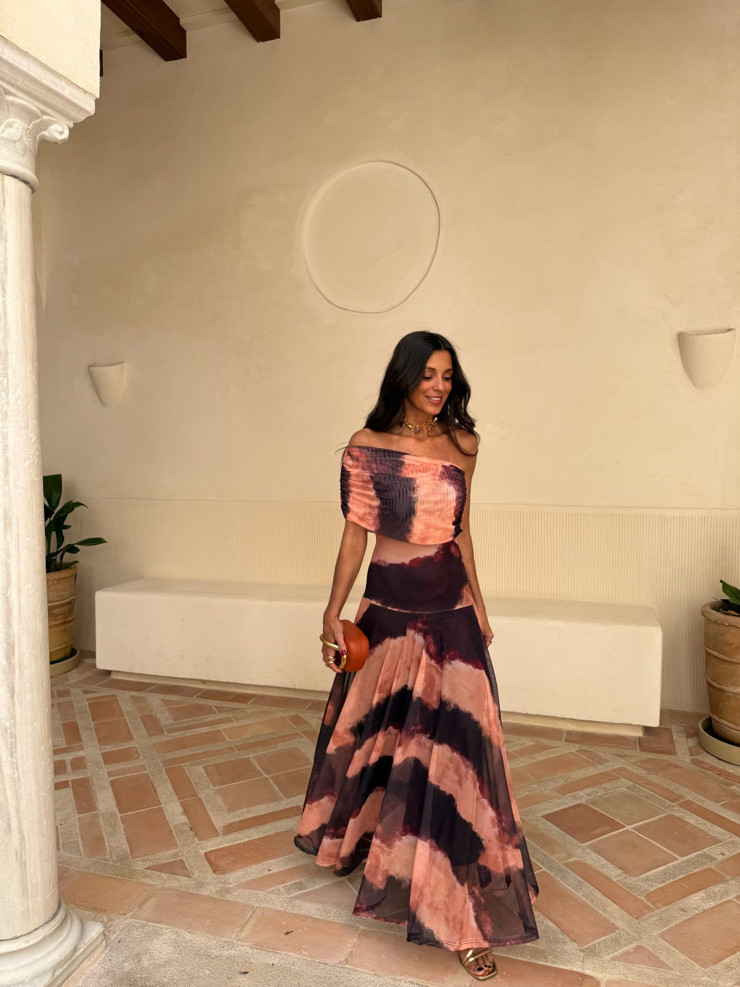 Toledo | Vestido Largo de Tul con Escote Bardot