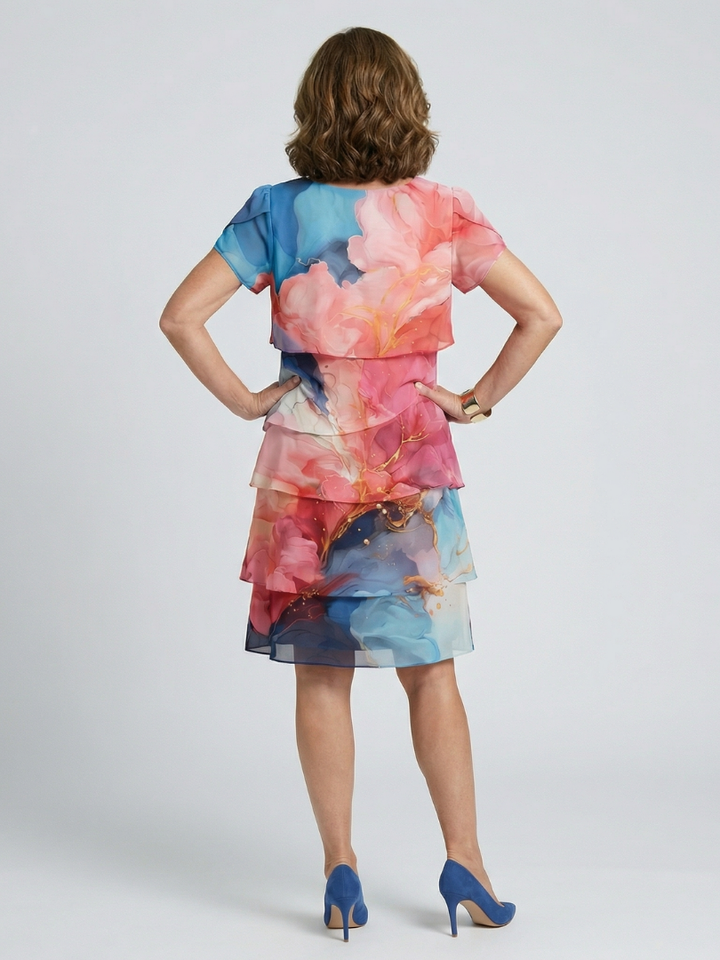 Mira™ | Vestido hasta la Rodilla con Estampado Mármol