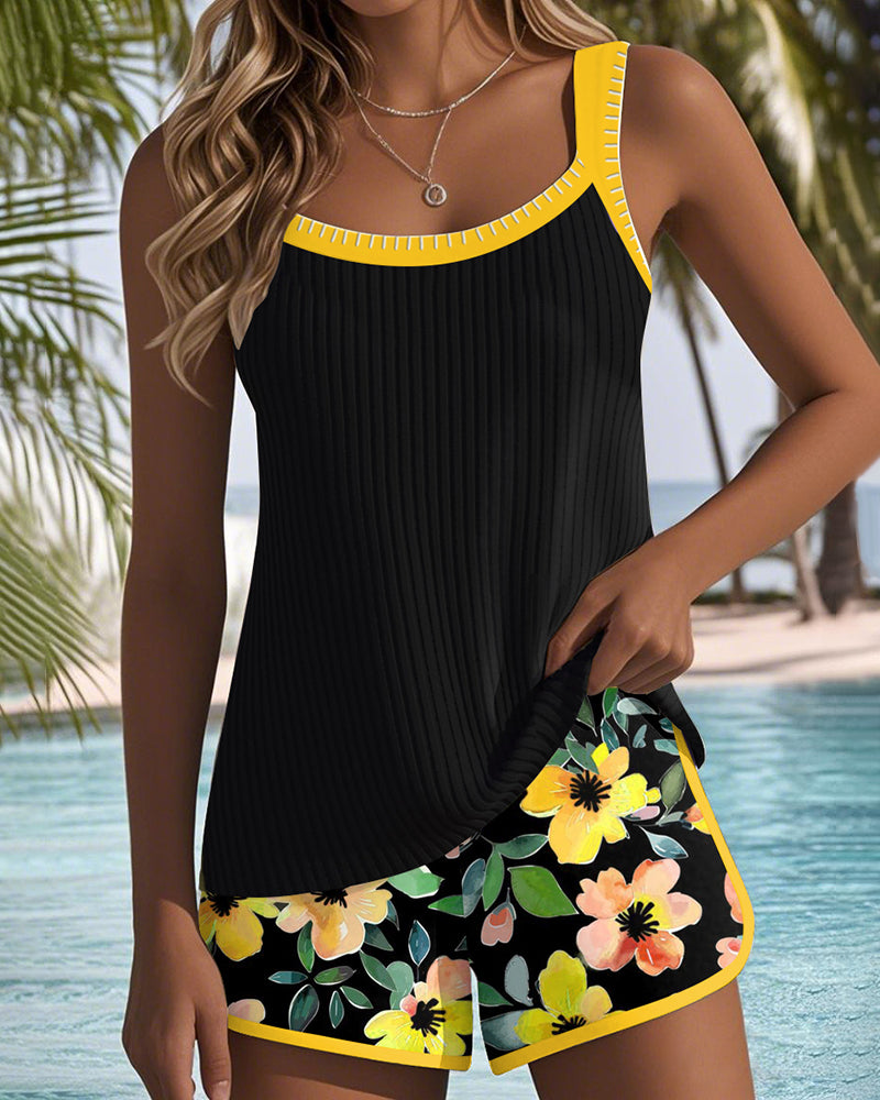 Maren | Conjunto de Bañador con Top de Tirantes y Boxer Floral