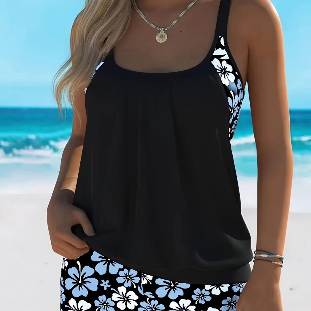Isabella | Conjunto de Tankini Floral Azul
