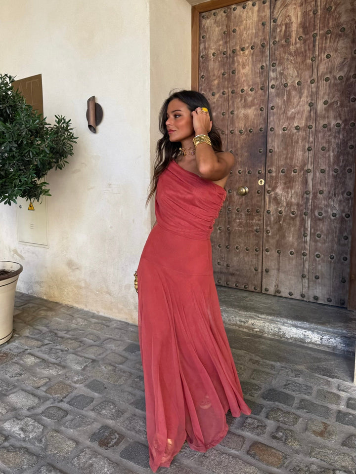 Toledo | Vestido Largo de Tul con Escote Bardot