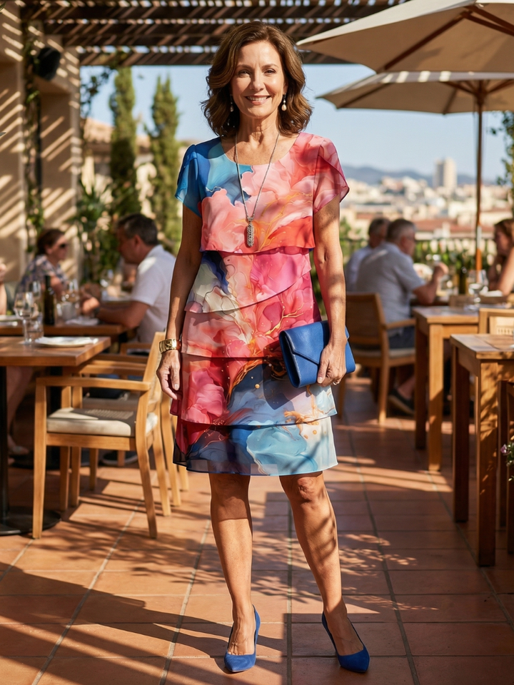Mira™ | Vestido hasta la Rodilla con Estampado Mármol