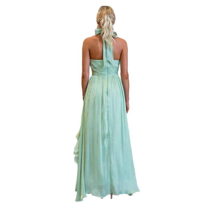 Vestido Maxi Halter con Volantes Celestia