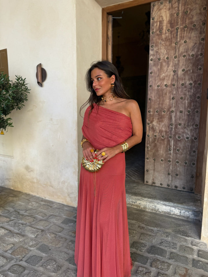 Toledo | Vestido Largo de Tul con Escote Bardot