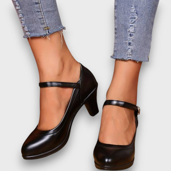 Marlena – Zapatos de Tacón Mary Jane Clásicos con Tacón Bloque