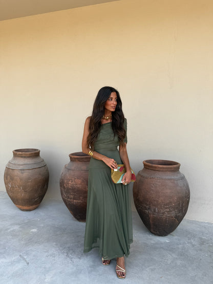 Toledo | Vestido Largo de Tul con Escote Bardot