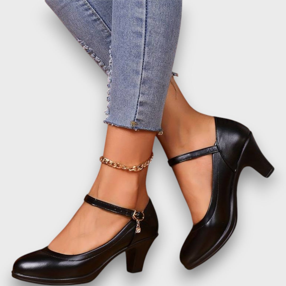 Marlena – Zapatos de Tacón Mary Jane Clásicos con Tacón Bloque