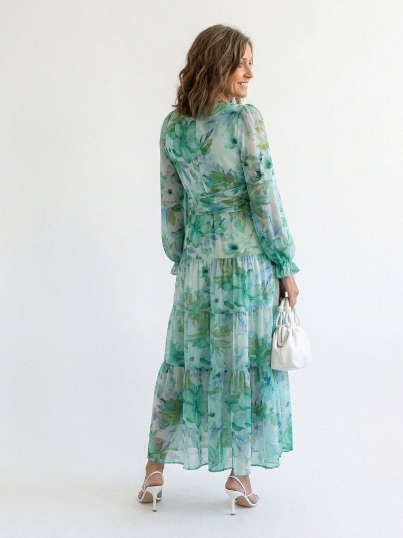 Althea™ | Vestido Maxi Floral de Manga Larga