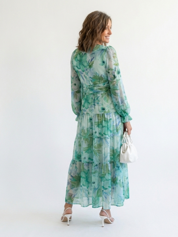 Althea™ | Vestido Maxi Floral de Manga Larga