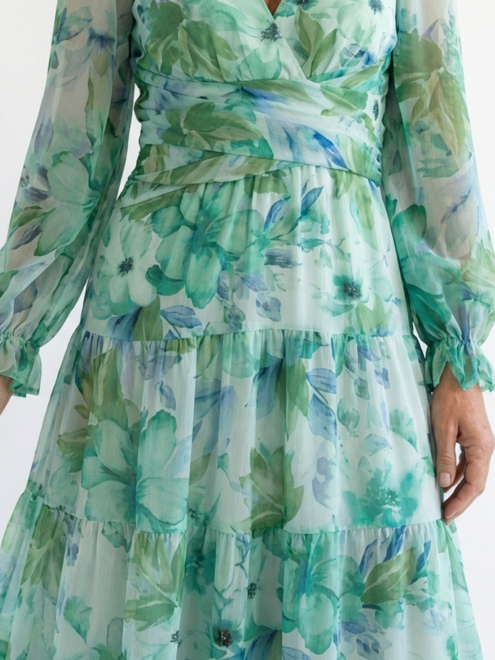 Althea™ | Vestido Maxi Floral de Manga Larga