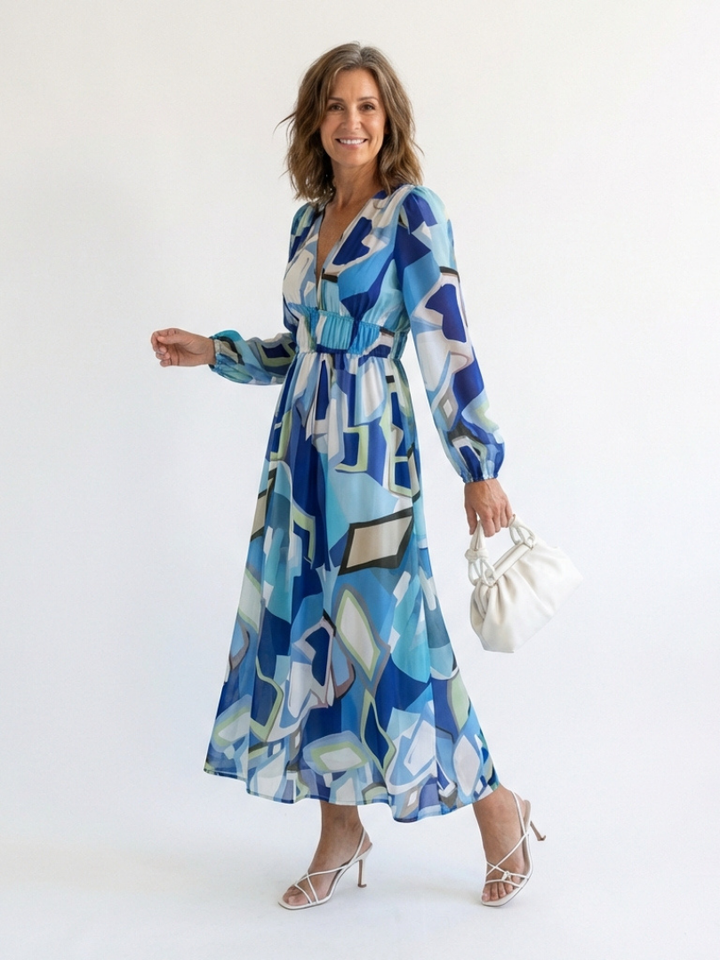 Althea™ | Vestido Maxi Floral de Manga Larga