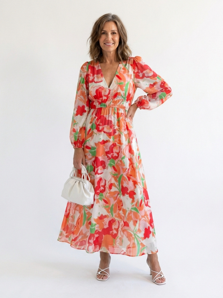 Althea™ | Vestido Maxi Floral de Manga Larga