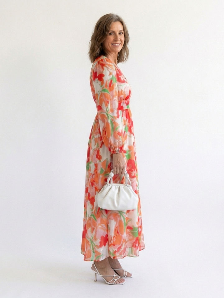 Althea™ | Vestido Maxi Floral de Manga Larga