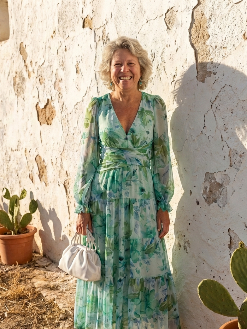 Althea™ | Vestido Maxi Floral de Manga Larga