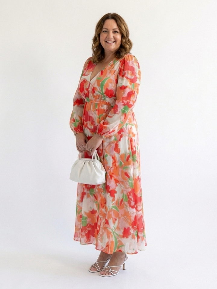 Althea™ | Vestido Maxi Floral de Manga Larga
