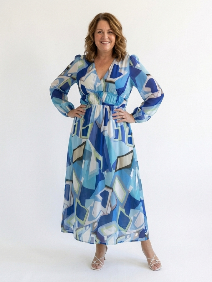 Althea™ | Vestido Maxi Floral de Manga Larga