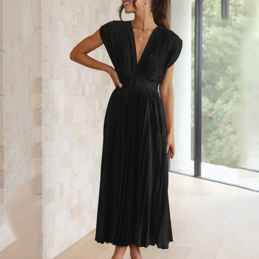 Carmela™ | Vestido Midi Plisado Atemporal