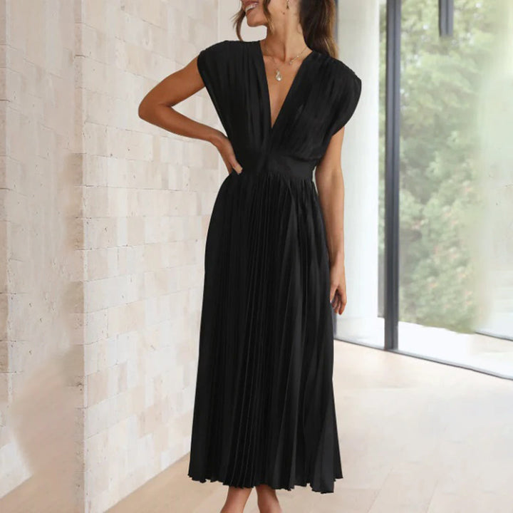 Carmela™ | Vestido Midi Plisado Atemporal