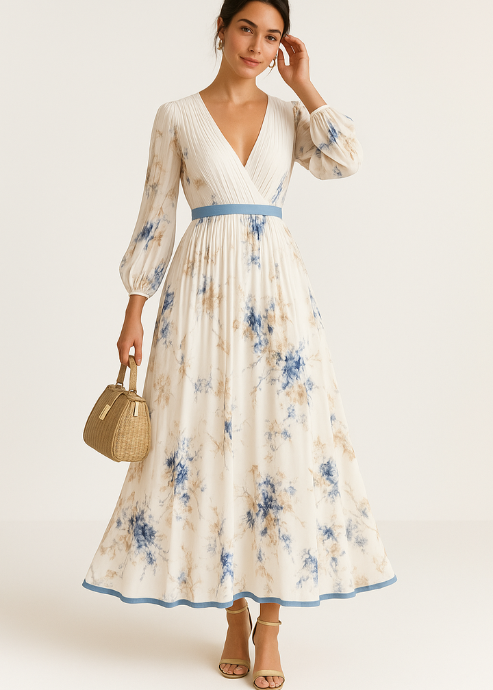 Paz™ | Vestido Maxi Plisado Floral Atemporal