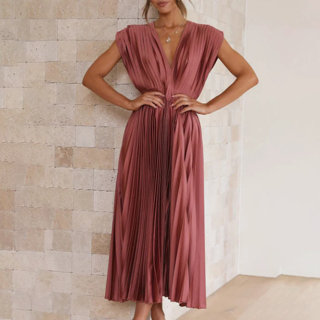 Carmela™ | Vestido Midi Plisado Atemporal