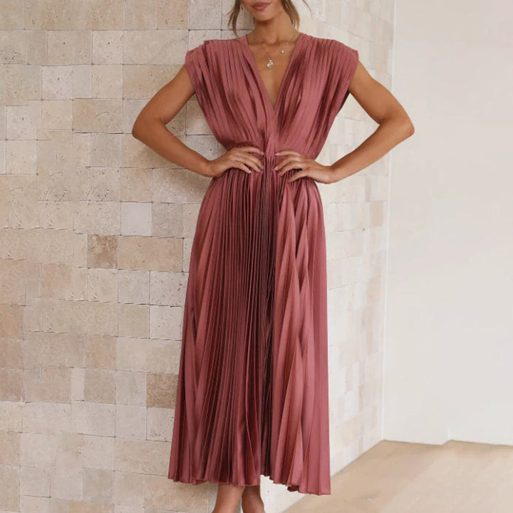Carmela™ | Vestido Midi Plisado Atemporal