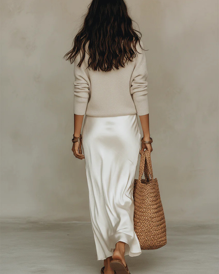 Elena™ | Vestido Midi Satinado con Jersey Incluido