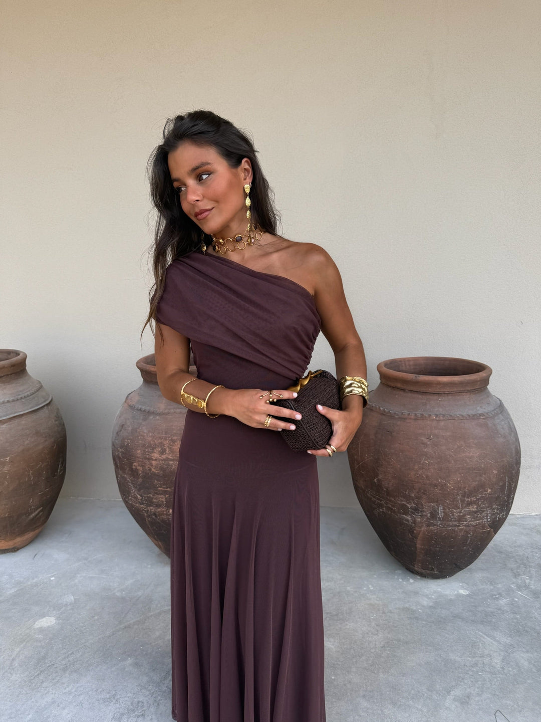 Toledo | Vestido Largo de Tul con Escote Bardot