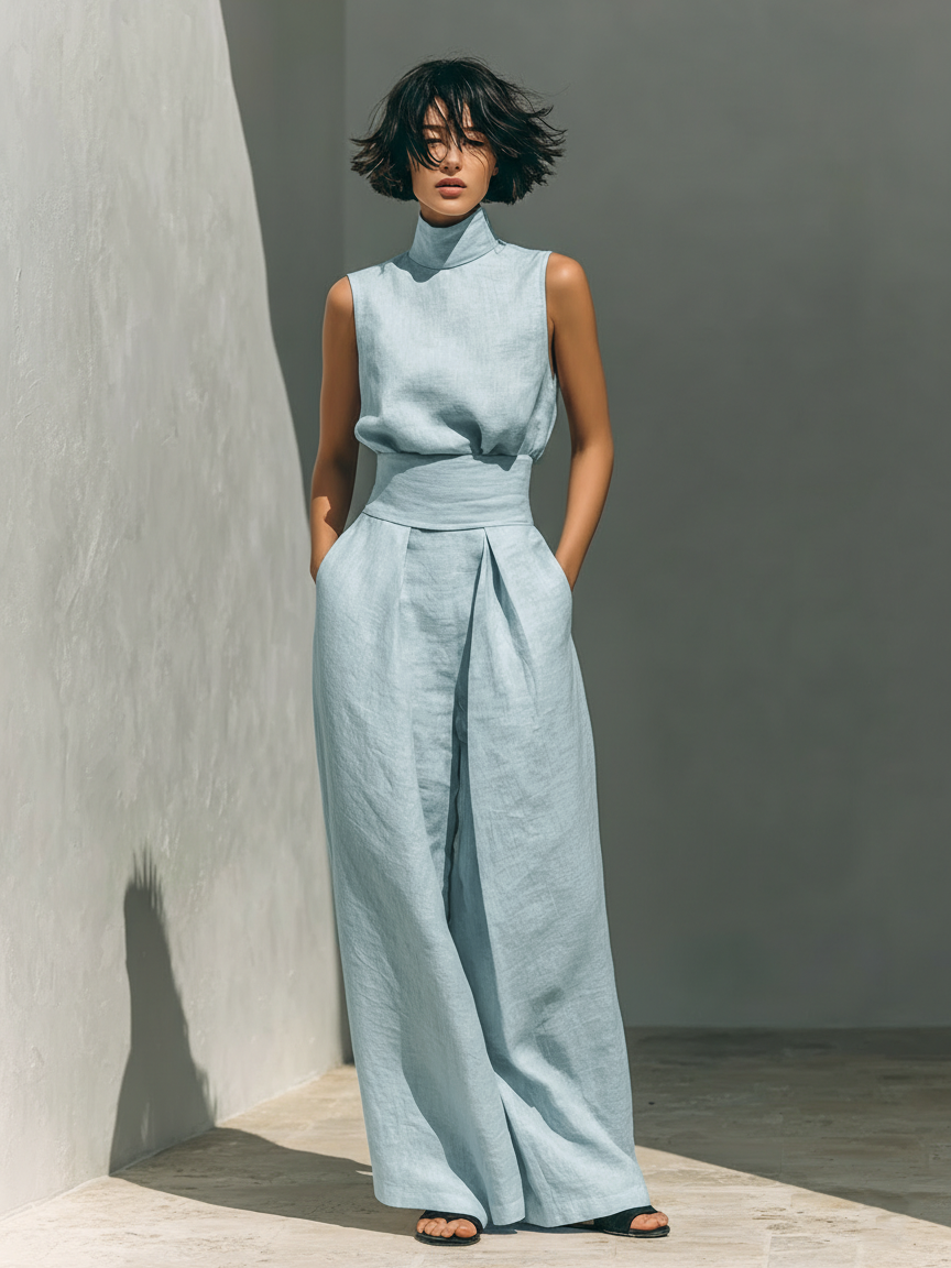 Maria | Conjunto Minimalista de Camiseta y Pantalón Ancho