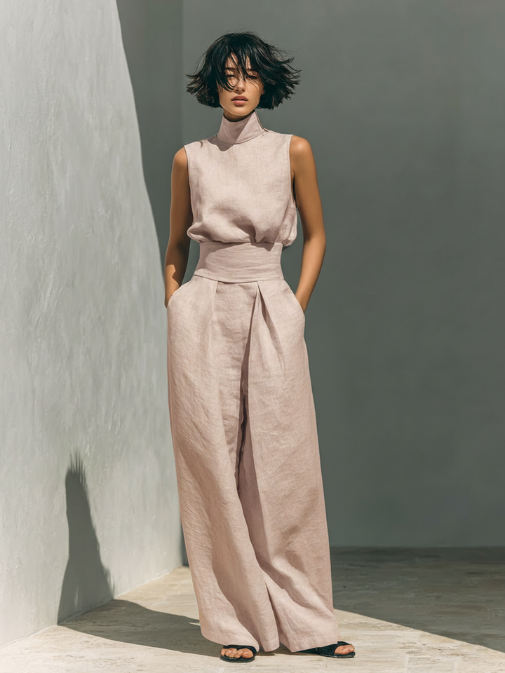 Maria | Conjunto Minimalista de Camiseta y Pantalón Ancho