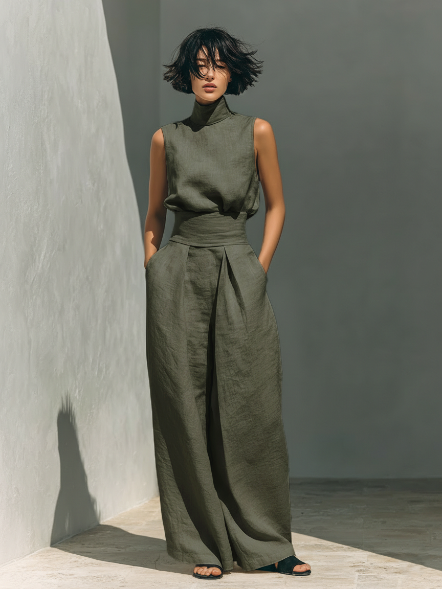 Maria | Conjunto Minimalista de Camiseta y Pantalón Ancho