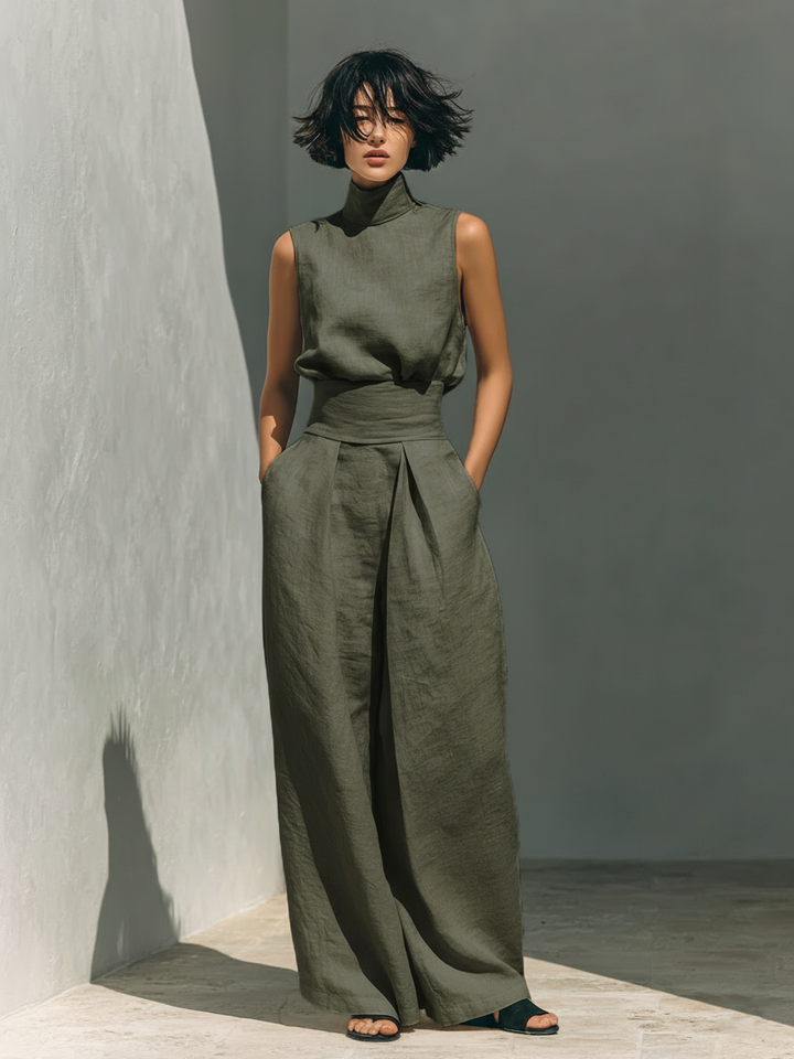 Maria | Conjunto Minimalista de Camiseta y Pantalón Ancho