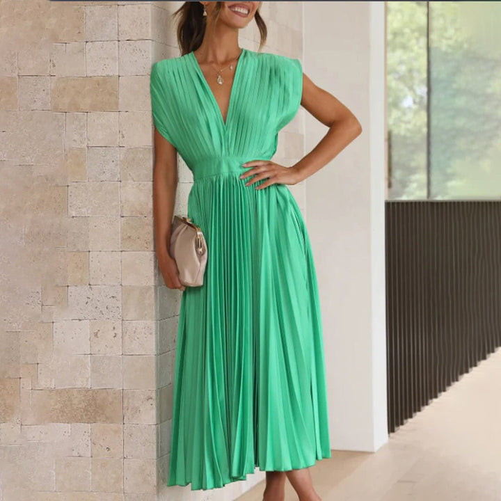 Carmela™ | Vestido Midi Plisado Atemporal