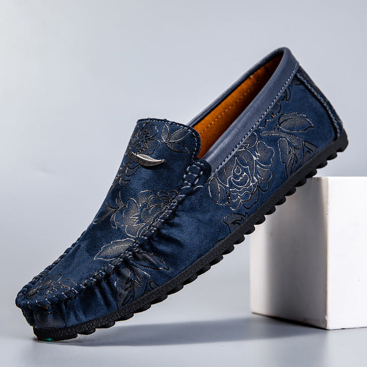 Mocasines florales de piel