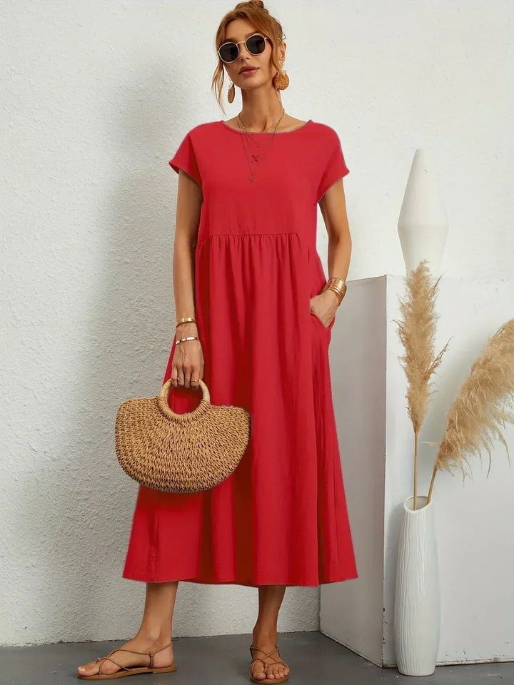 Vestido Ligero de Algodón Suave Con Bolsillos