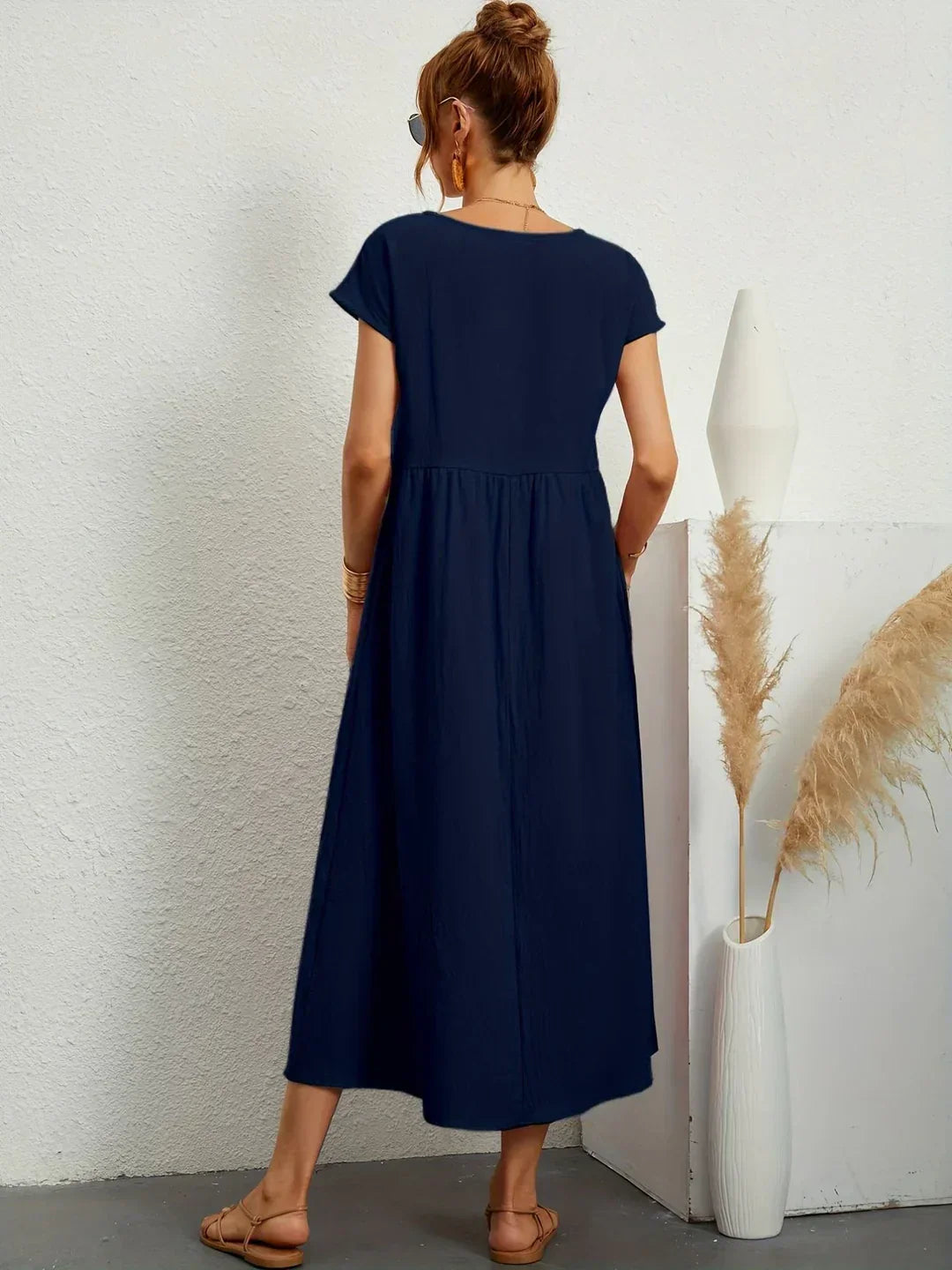 Vestido Ligero de Algodón Suave Con Bolsillos