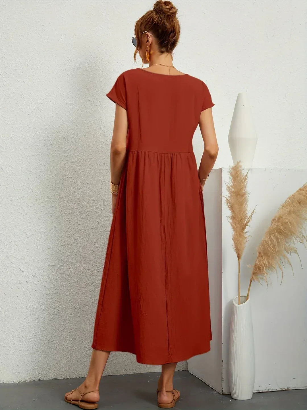 Vestido Ligero de Algodón Suave Con Bolsillos