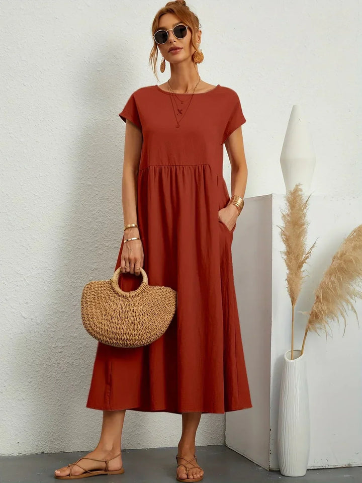 Vestido Ligero de Algodón Suave Con Bolsillos
