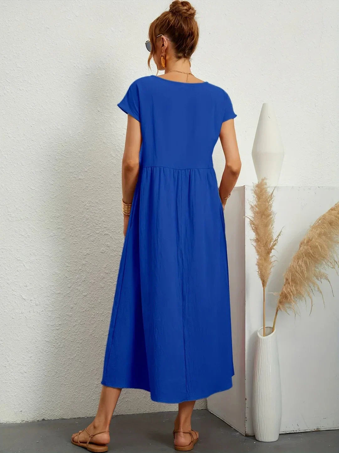 Vestido Ligero de Algodón Suave Con Bolsillos