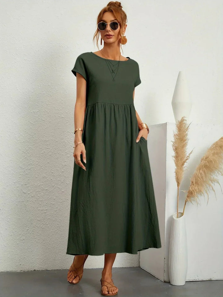 Vestido Ligero de Algodón Suave Con Bolsillos